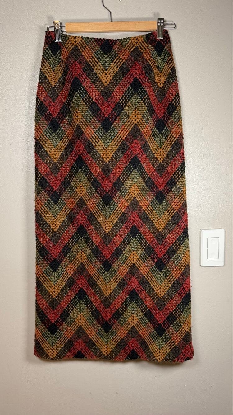 Vintage Anna Sui Fall 1997 Chevron Maxi Skirt size 6
